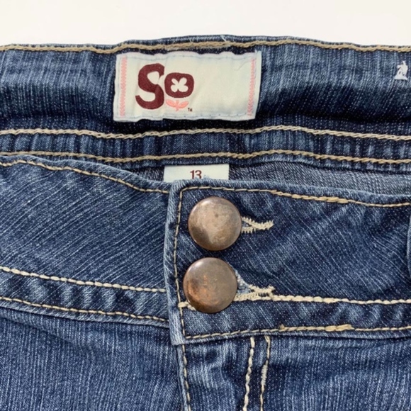 SO Stretch Jean Shortie Shorts Sz 13 Rolled Hem - Picture 4 of 8